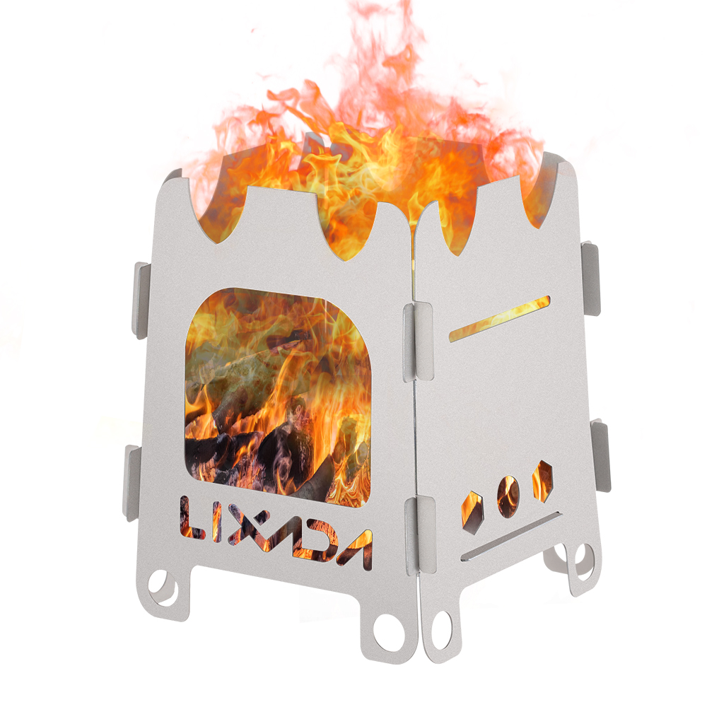 Outdoor Camping Wood Stove - Lixada Titanium/Roestvrij Staal Outdoor Camping Kachel