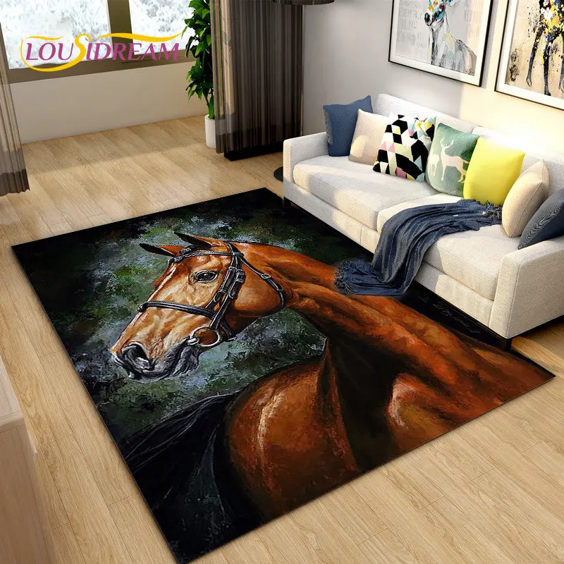 Outdoor Camping Mats Large - 3D Licht Luxe Modern Paardenvloerkleed Groot,