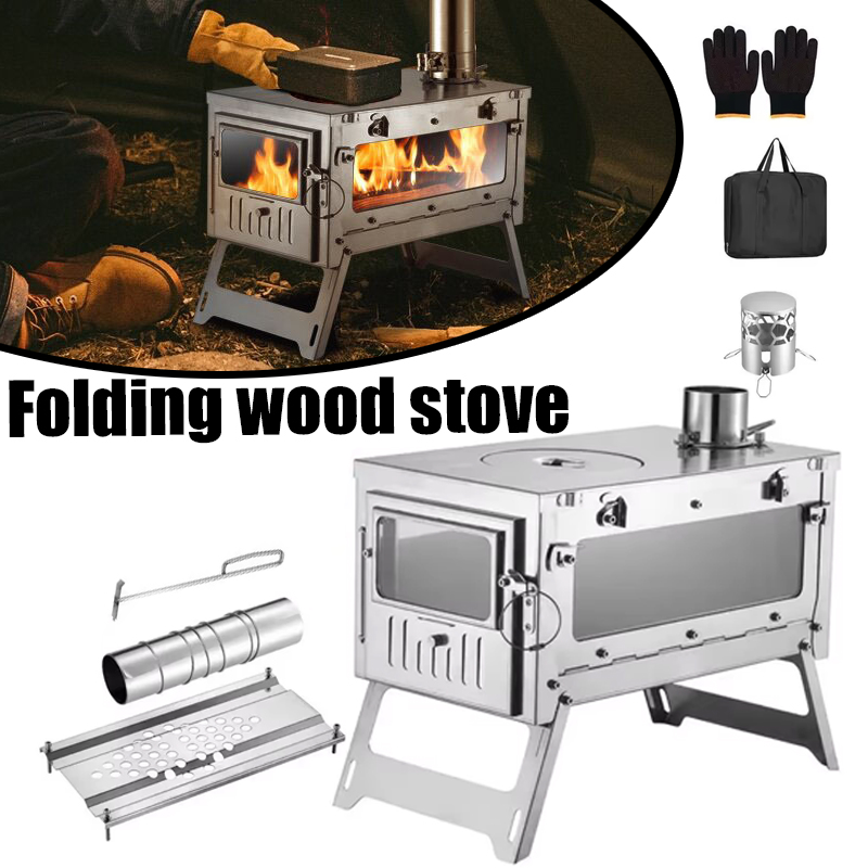 Outdoor Camping Wood Stove - Draagbare tentkachel van 430 roestvrij staal,