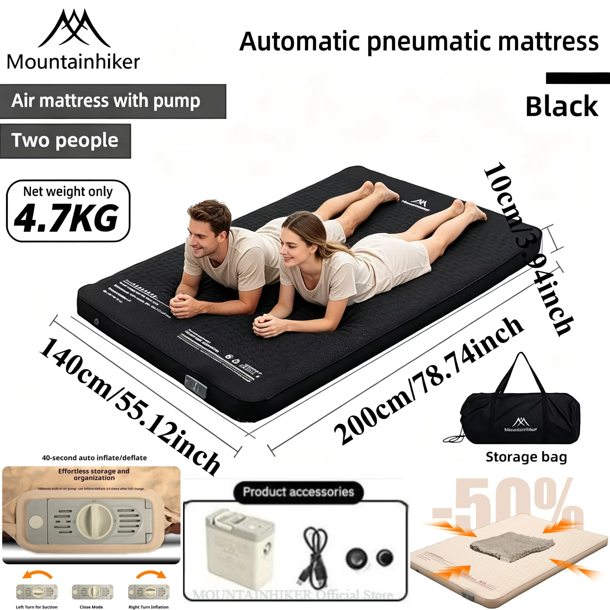 Outdoor Camping Carpet - MOUNTAINHIKER Opblaasbaar matras Cheese Camp Bed