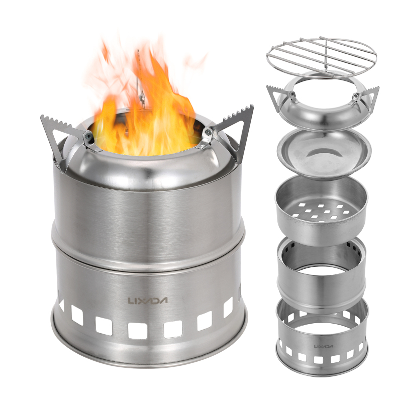 Outdoor Camping Wood Stove - Lixada Roestvrijstalen Houtkachel Camping Alcohol Kachel