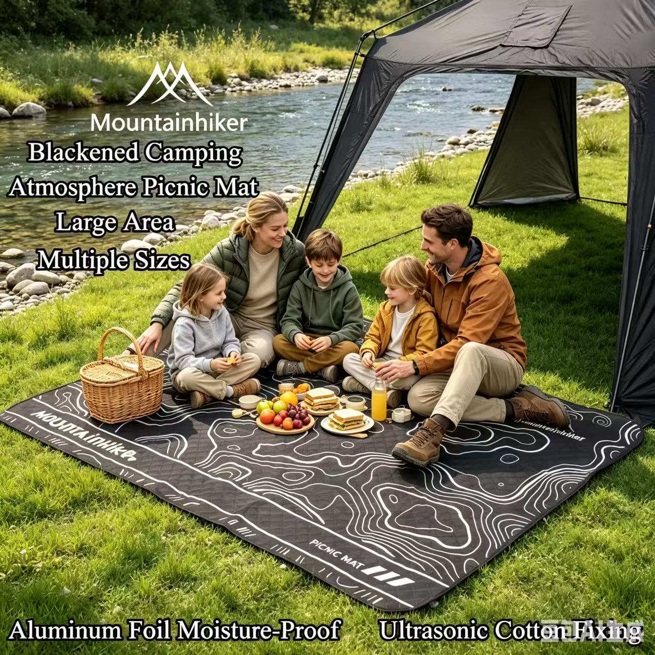 Outdoor Camping Mats Large - MOUNTAINHIKER Zwartgekleurde picknickmat Extra grote opvouwbare