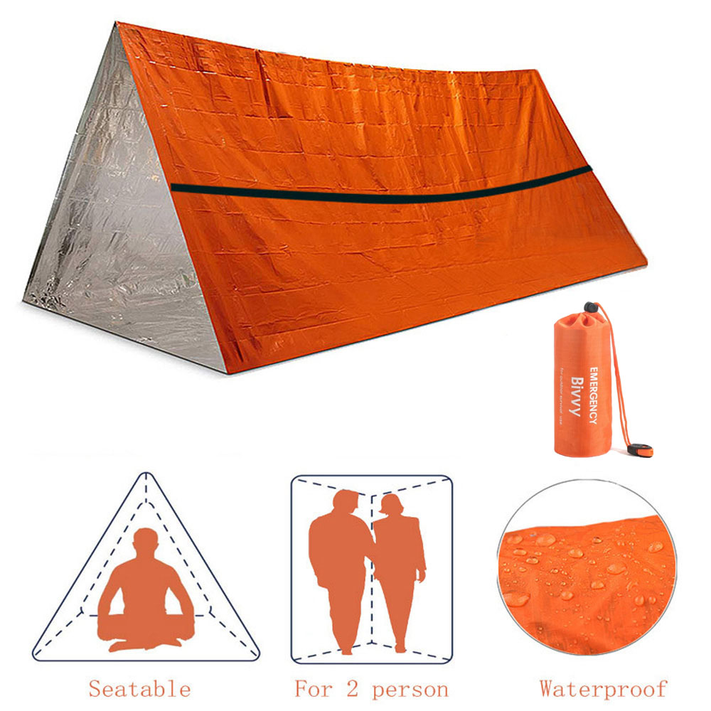 Emergency Mylar Blanket - 2-persoons noodopvang Bivy Survival Tent Kit