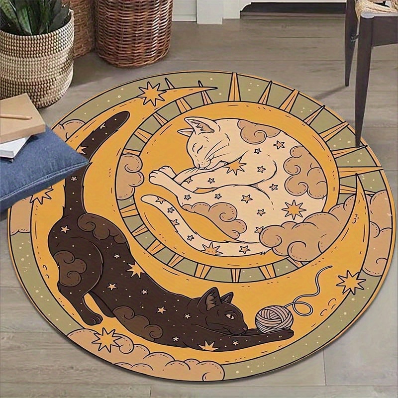 Outdoor Camping Mats Large - VIKAMA Yin Yang Kattenkleed Rond Zacht