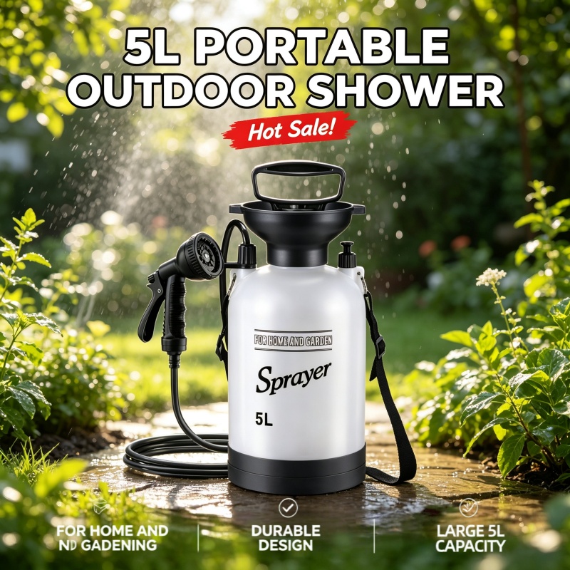 Outdoor Camping Carpet - 5L Draagbare Campingdouche Handmatige Drukspuitfles met