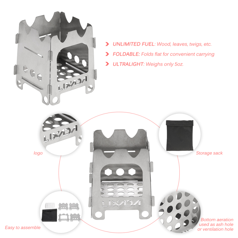 Lixada Titanium/Roestvrij Staa - Outdoor Camping Wood Stove recensie en prijs