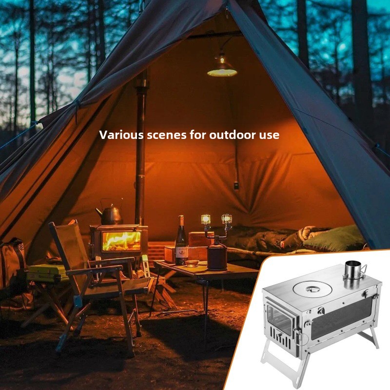 Draagbare tentkachel van 430 r - Outdoor Camping Wood Stove recensie en prijs