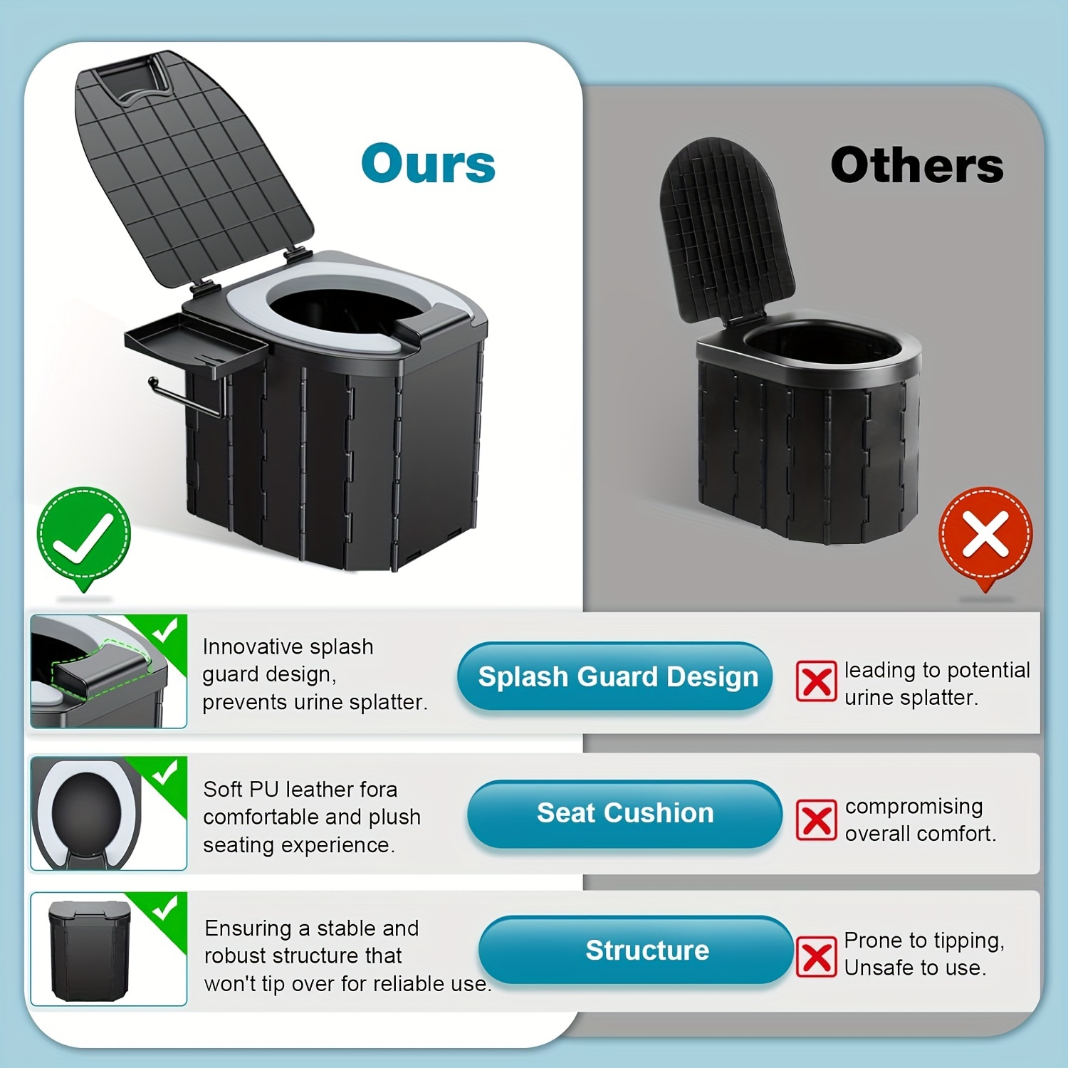 Draagbaar opvouwbaar toilet me - Outdoor Camping Carpet recensie en prijs